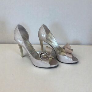 Valentino Garavani Nude Peep-Toe Heels with Bow